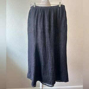 Flax Charcoal Midi Skirt Women’s Size S
Linen pull-On